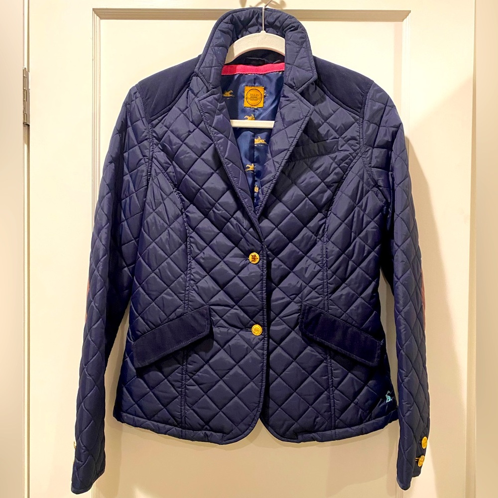 Joules navy quilted coat